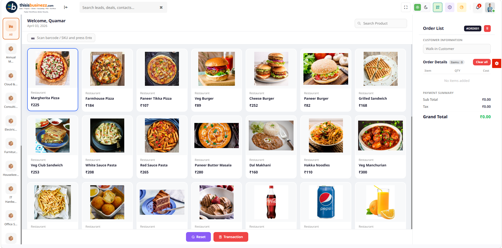 Businezz POS screenshot